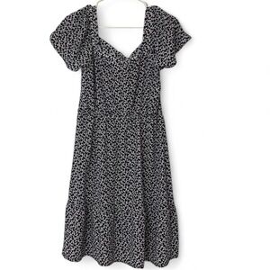 Monteau Navy and White Patterned fall dress